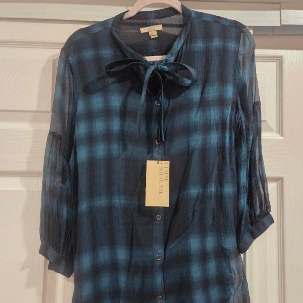 Burberry Blue Plaid Blouse